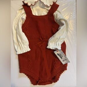 ⭐️NWT⭐️Cat & Jack~ Baby Girl’s 2-pc Romper~ Rust with White Top~18mo.